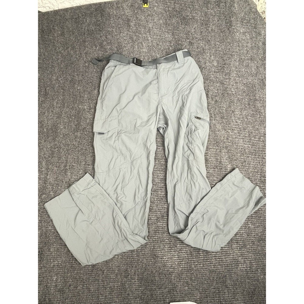 Columbia Pants Mens 32X34 Omni-Shade Gray Straight Cargo Pockets Hiking Mid-Rise